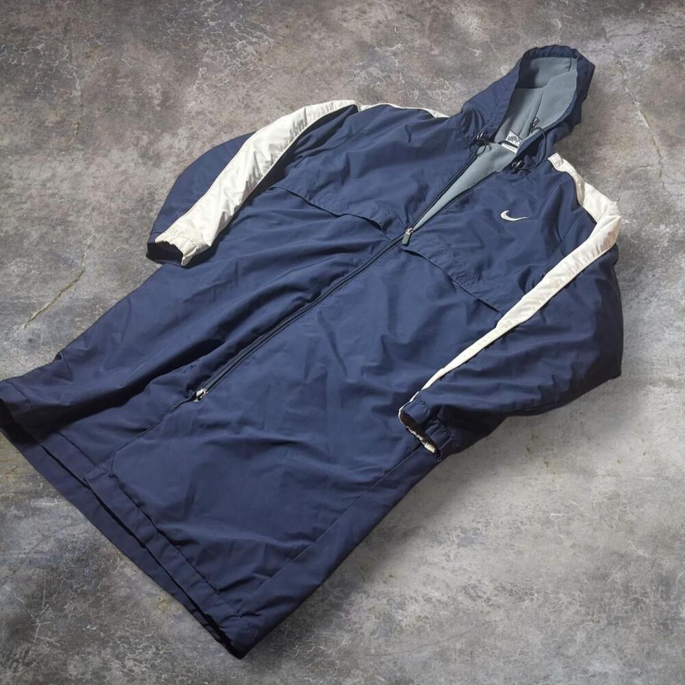 Nike Sportswear Trench Coat Men’s Small Blue Hooded Long coat Rain